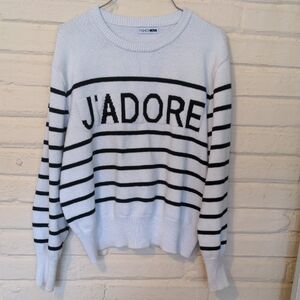 Fashion Nova J'adore White and Black Striped Sweater